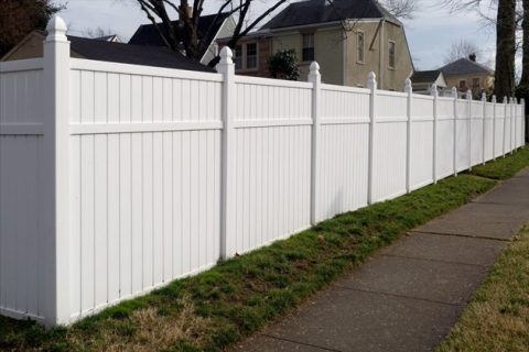 Vinyl fence with an entrance gate